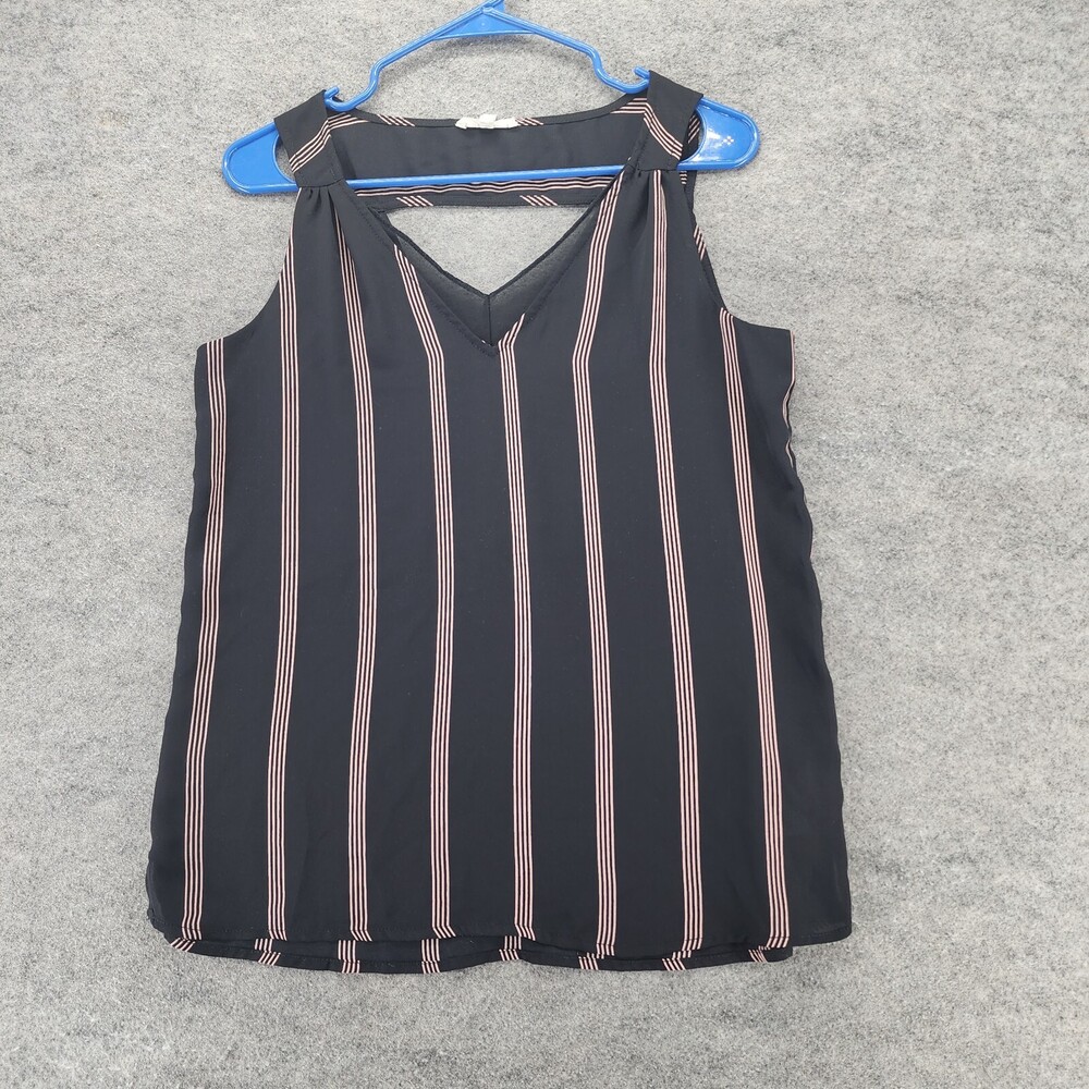 Maurices Shirt Womens Small Sleeveless Black Striped V Neck